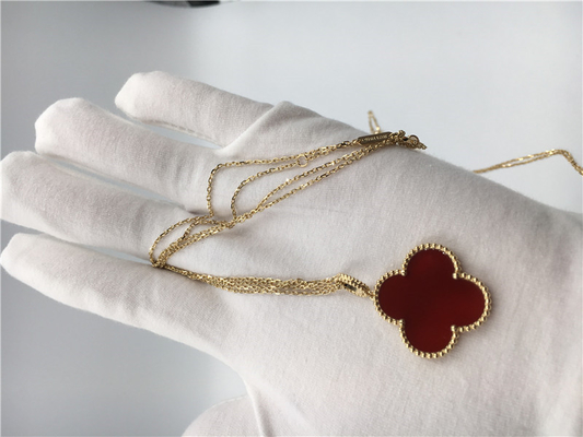 18k Gold Chain Necklace With Carnelian , Simple Gold Necklace No Diamond